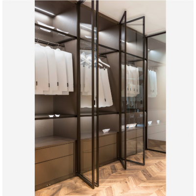 Customize master room walk In closet bedroom wardrobe armoire closet with tempered glass doors